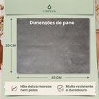 Dimensões do pano LIMPEVA: 30 x 40 cm
